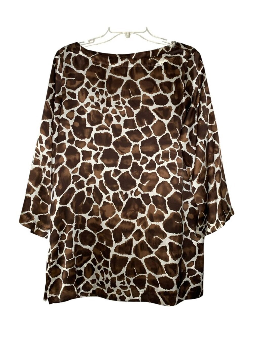 100% Silk Giraffe Print Tunic Top Mob Wife Safari Luxe Size 12 Peck & Peck